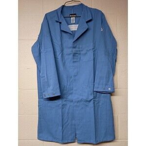 Bulwark FR Concealed Snap-Front Lab Coat Light Blue Large New